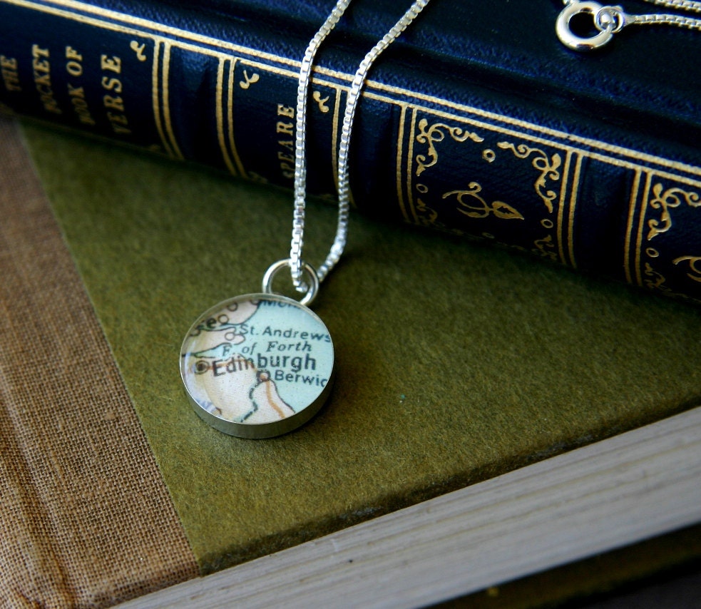 Edinburgh - Sterling Keepsake Map Charm Necklace