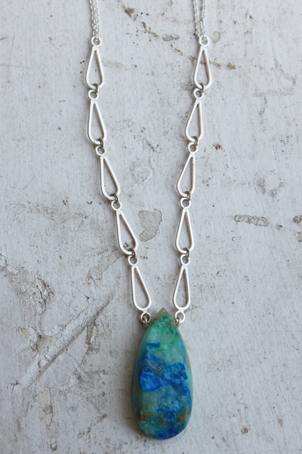 Shattuckite Druzy Necklace  sterling silver necklace