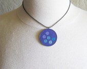 inlaid felt asymmetrical dot necklace in plum multi, one of a kind, simple pendant, ready to ship