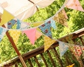 Custom Set of TWO Bunting Banners. Reusable Eco Friendly Fabric Flag Party Decor. Discounted Price.