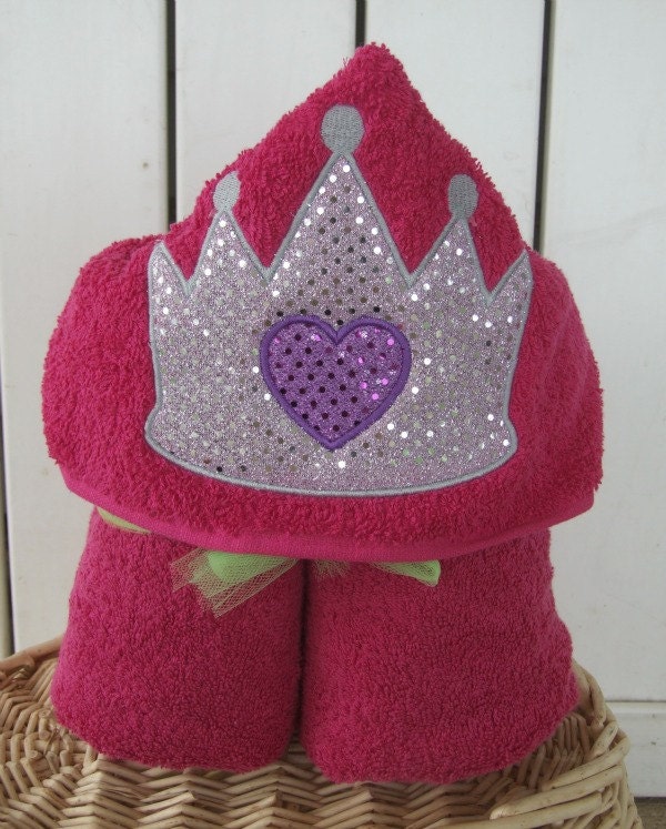 Kids Personalized Pink Princess Sparkle Hooded Towel Girls