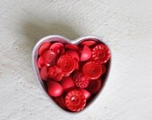 RESERVED - Red Buttons in Vintage Heart Jello Mold