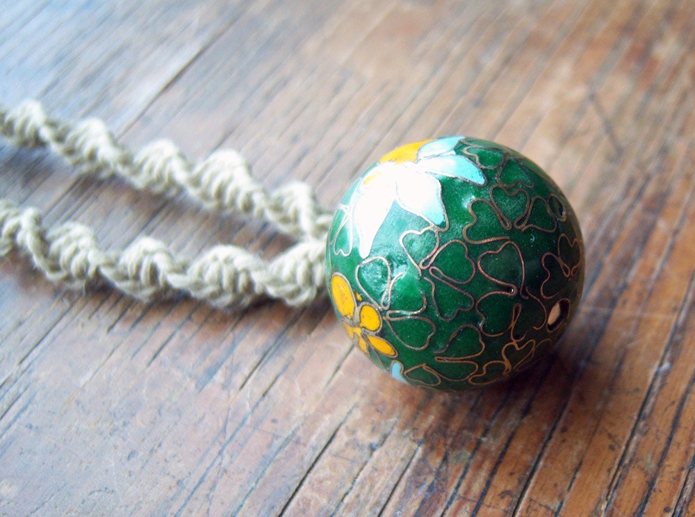 Natural Hemp with Ceramic Ball Pendant