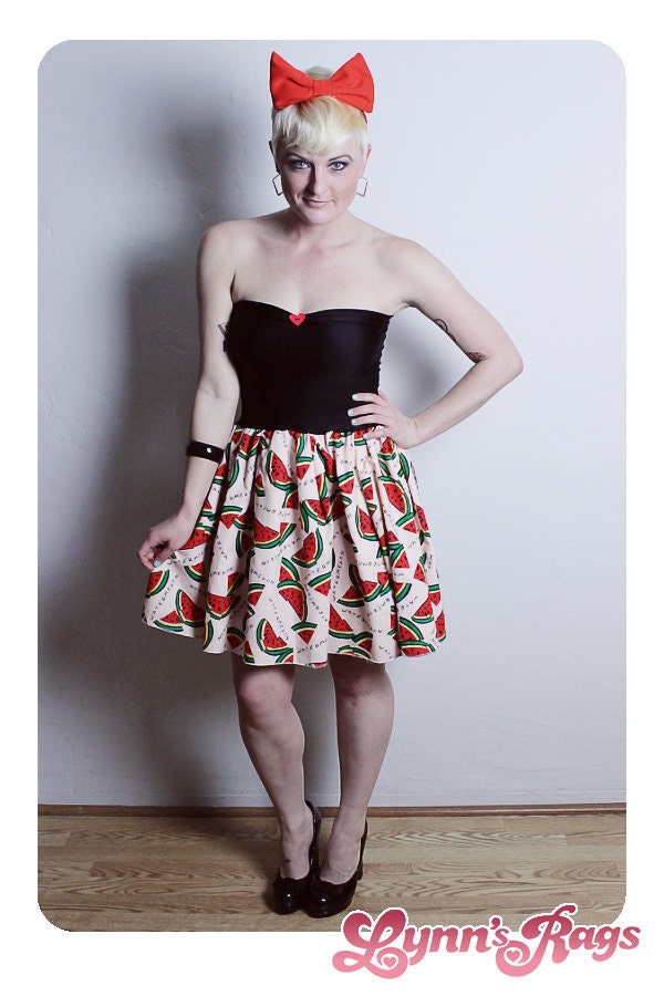 Diy WATERMELON Baby Doll Dress Handmade BOW Red Fruit Peach