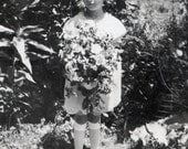 vintage photo Charlotte 4th of July 1922 Huge Bouquet of Flowers