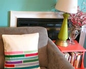 Felt Stripe Pillow Cover in Spring Pinks and Greens 18X18"