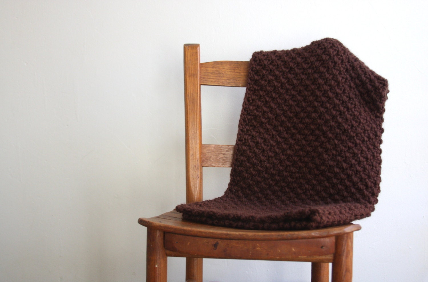 Knit Brown Baby Blanket - Chunky and Warm Knitted Baby Blanket - Hand Knit Cozy Baby Blanket - Modern Baby Blanket  in Brown - READY TO SHIP
