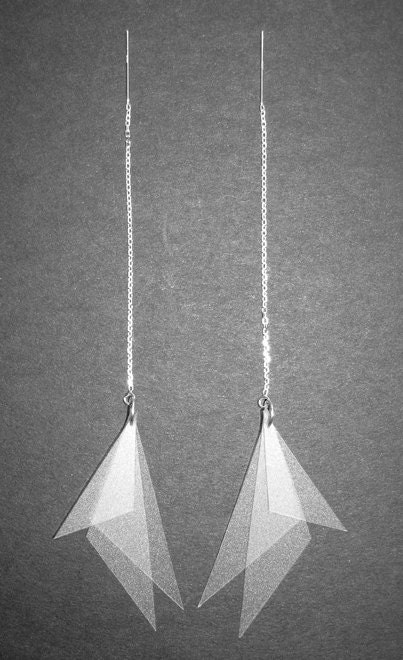 Dangle earrings with 3 layered triangles