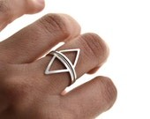 Mountains and river silver stacking rings,