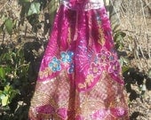 Pink boho dress  beading embroidery satin  gypsy  rose medium   by vintage opulence on Etsy