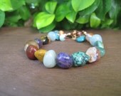 Dream Charm Bracelet - Stone - Natural - Rainbow - Colorful - Adjustable - Gemstone - Dangle - Copper - Mixed Metal - Gypsy - Bohochic