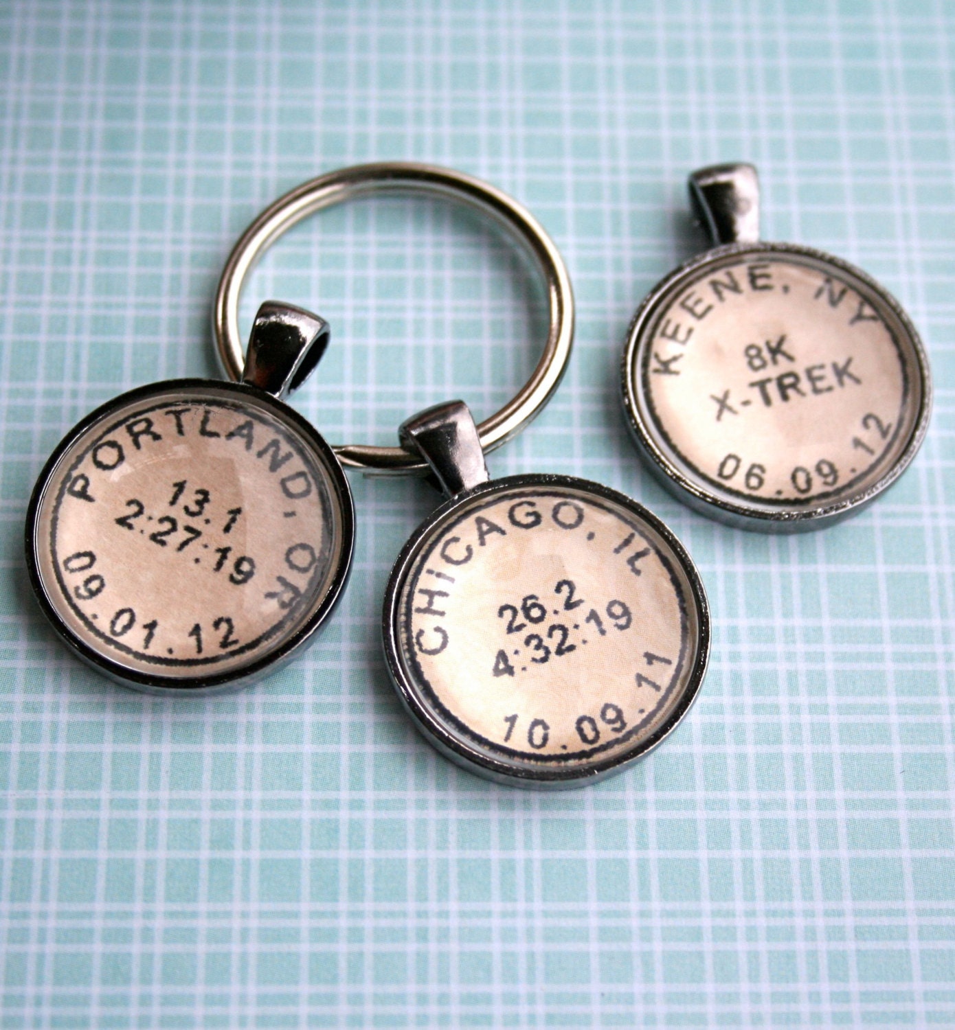 Marathon Keychain - Personalized Keychain - Running Keychain for Runners and Road Races - Sports Custom Keychain - Fathers Day Key Chain