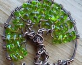 Tree with hidden nook necklace-Tree of Life- Wire sculpture-One of a kind- Spring Green