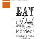 RSVP Eat Drink and Be Married Save the Date Wedding Invite Custom Rubber Stamp JLMould 0247 - Red Rubber or Clear