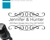 Self Inking - Save the Date Rubber Stamp Swirls Return Address Perfect Wedding Gift 0002