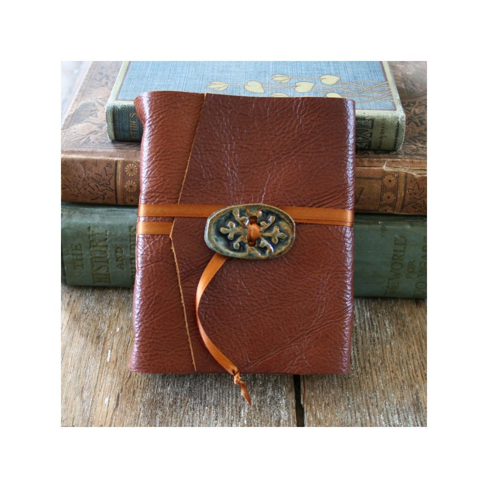 Leather Journal . "The Road Not Taken" - Robert Frost . handmade handbound . copper brown (320 pgs)