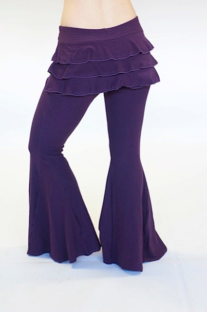 Bustle Pants  -  Flared pants with attached ruffle skirt