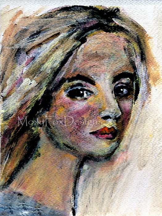 Art -- BLOND GIRL Fine Art Print Portrait Contemporary Home Decor Free US Shipping