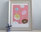It's Raining Donuts - Digital Print / Wall Art / Illustration