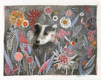 Badger's Dream- Print of original watercolor