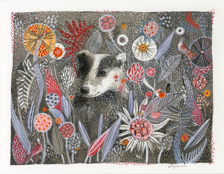 Badger's Dream- Print of original watercolor