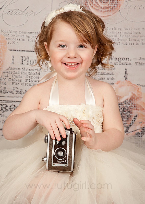 Tutu Flower Girl Dress, Ivory Dress Tutu Flower Girl, Tutu Dress Girl Flower White - Girls Sizes 4, 5, 6, 7