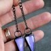 lavender dangle earrings modern arrow geometric minimalist purple periwinkle gunmetal long earrings stained glass LAVENDER ARROW EARRINGS