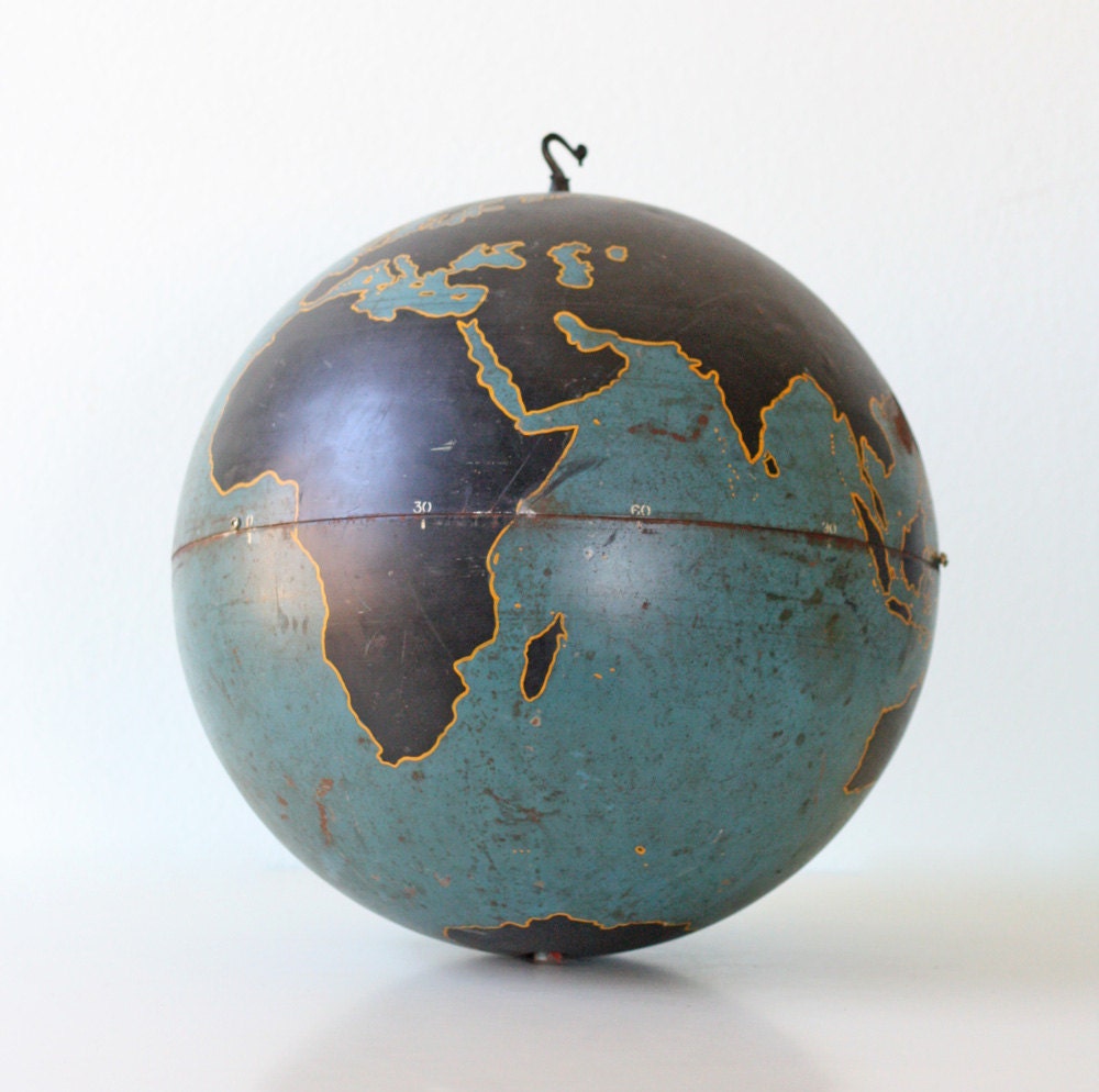 Vintage Military Globe, Instructional 20" diameter large globe - bellalulu