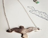 Spread Your Wings and Soar Necklace - Reclaimed Bronze and Sterling Silver  - Sea Gull - Bird