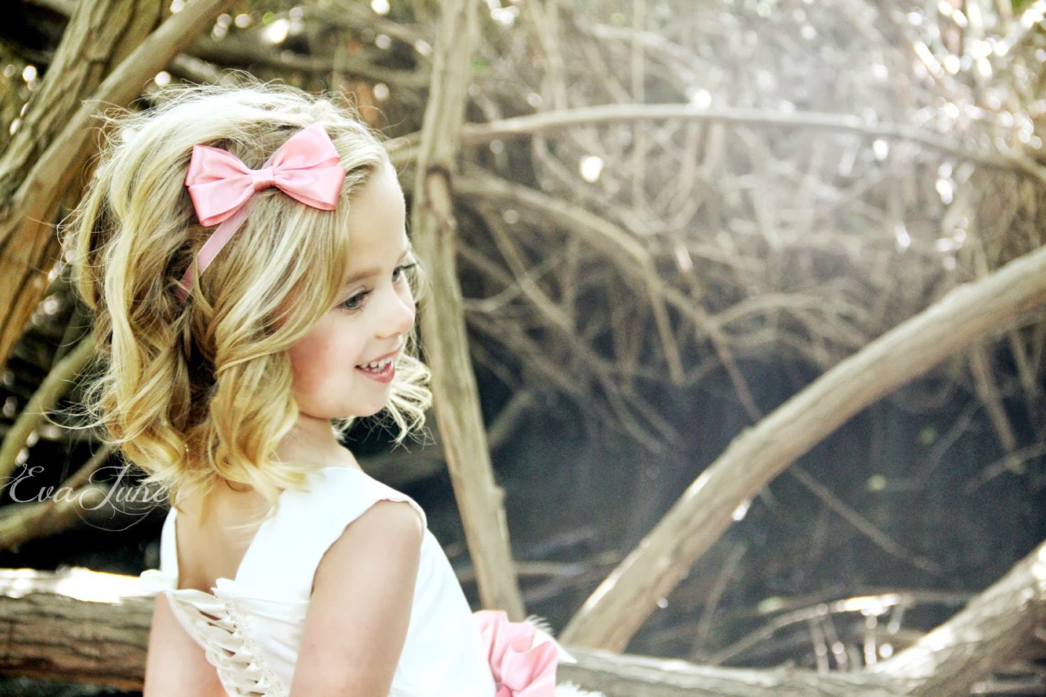 Pink Hair bow Clip,  Hair Bow Headband, Flower Girl Headband, Tea Party Hair Bow, Birthday, Photo Prop.