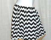 Chevron Maxi Skirt Black and White Fold over top Flirty Mini Sm-M Cotton Jersey Phatcatpatch