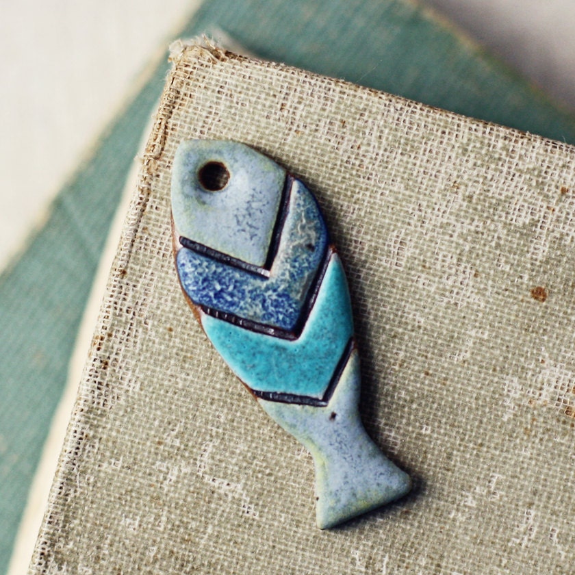 Funky Fish- handmade ceramic pendant