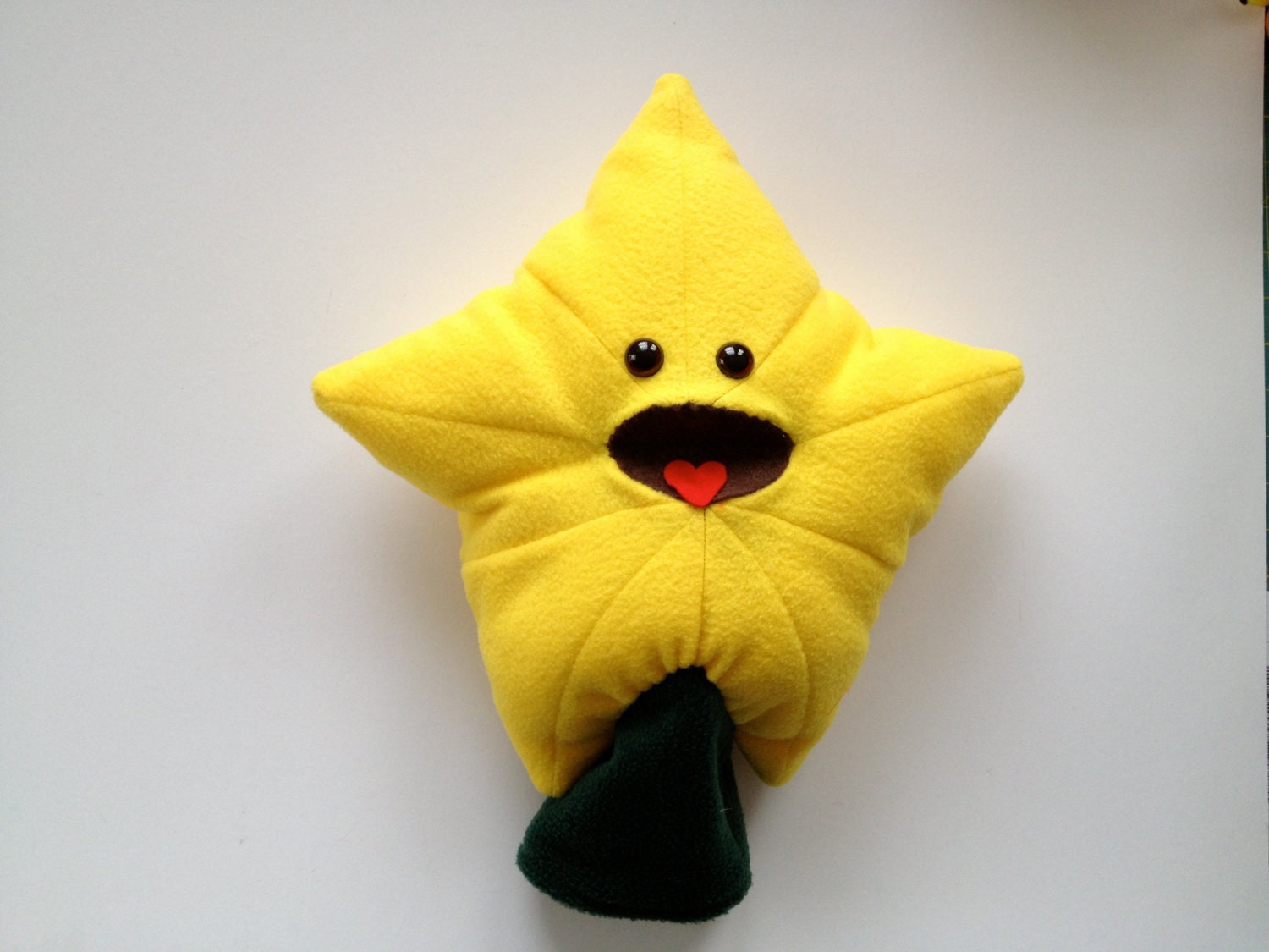 Yellow Starfruit Puppet - Exotic Fruit Toy - Handmade Fleece Fruit Puppet