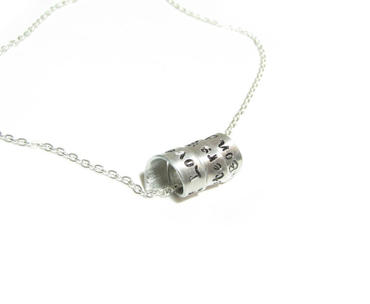 Sideway Spiral Hand Stamped Necklace Customize Pendant Chain Swirl Jewelry engraved gift birthday wedding