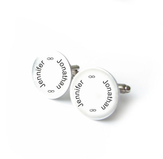 Name Infinity Hand Stamped Cufflinks Personalized engraved gift for him men father cuff links birthday wedding