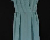 Vintage 50s Dress  - 1950s Full Skirted Sky Blue Dotted Swiss Day Garden Party Dress - Size XS