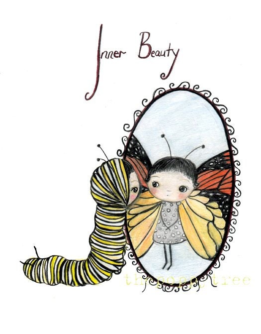 Butterfly Print Monarch Girl Wall Art---Inner Beauty