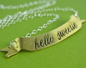 Doctor Who Hello Sweetie Necklace - Hand Stamped Doctor Who Necklace