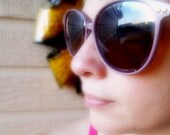 Vintage 70s 80s Sunglasses Over Sized Large Karl Lagerfeld Glasses Oval Purple Frames Brown Lenses