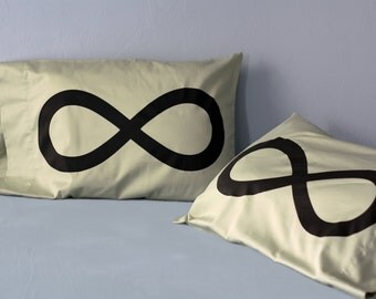 Infinity His and Hers Pillow cases - His Hers Bedroom Pillow, Green Tea - Standard set of 2