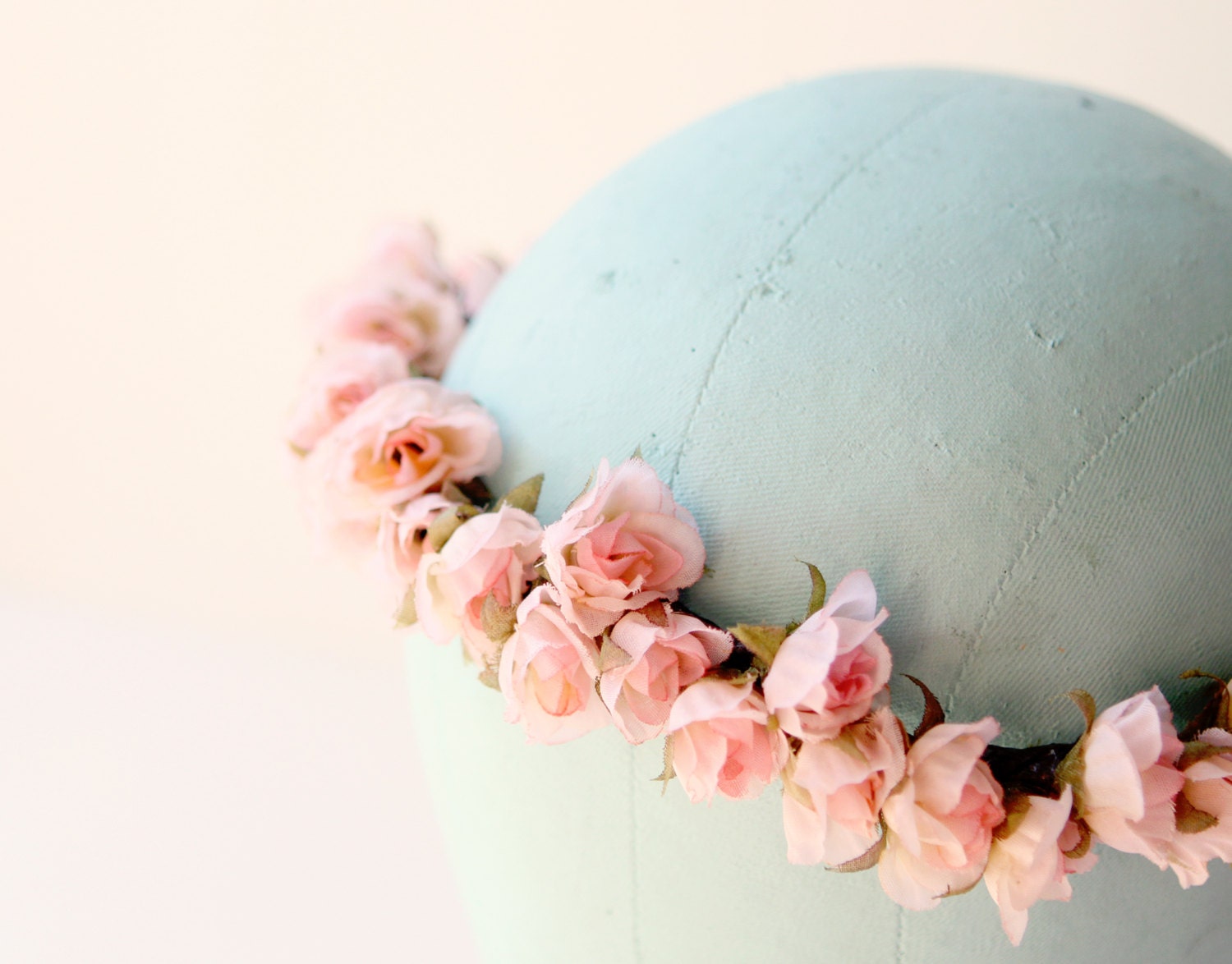 Wedding flower crown, Bridal hair accessory, Pink floral headpiece, Boho hair wreath, Blush pink - AMOUR
