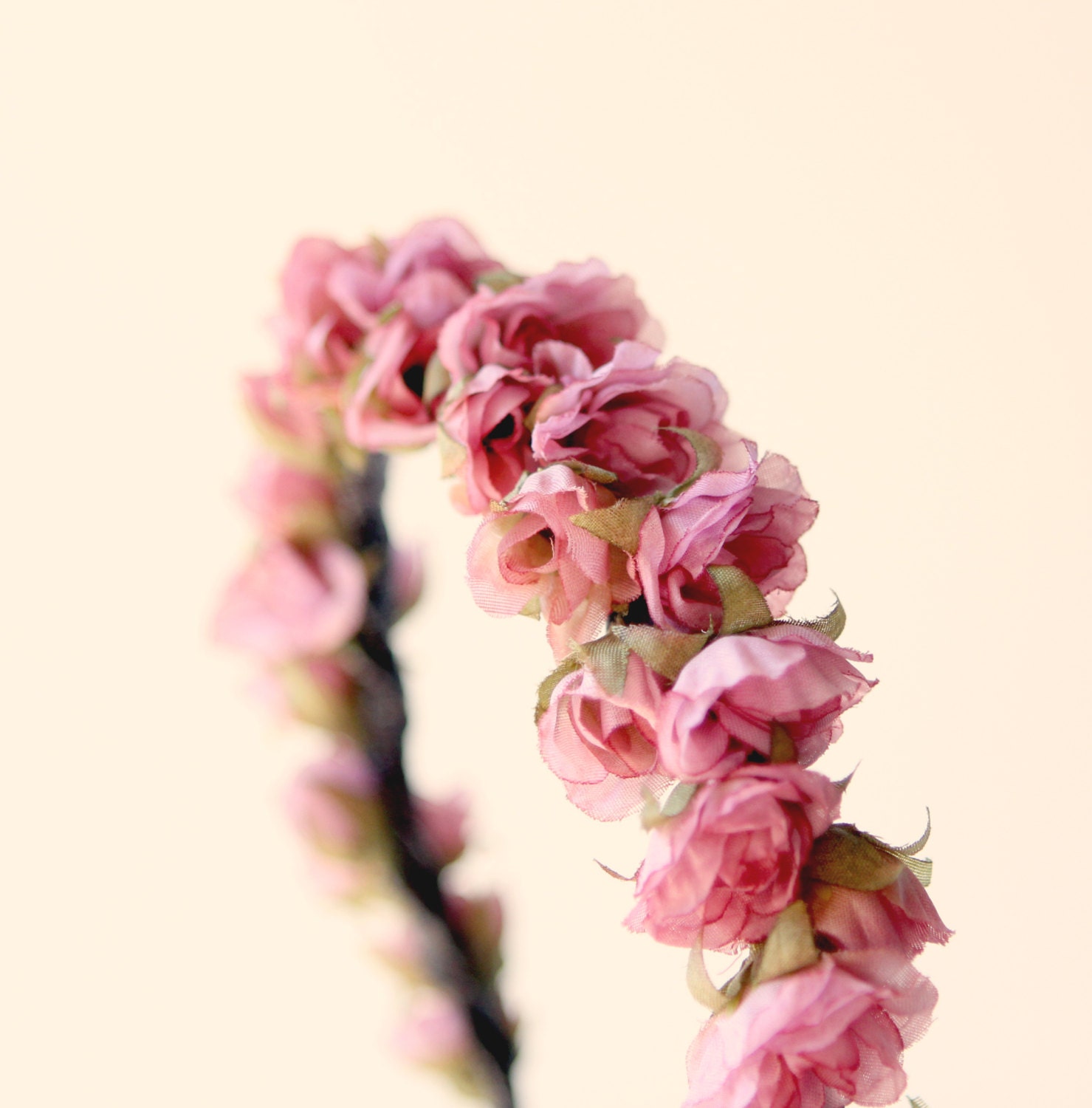 Bridal hair crown, Flower crown, Pink bridal accessory, Floral headpiece, flower wreath - JARDIN