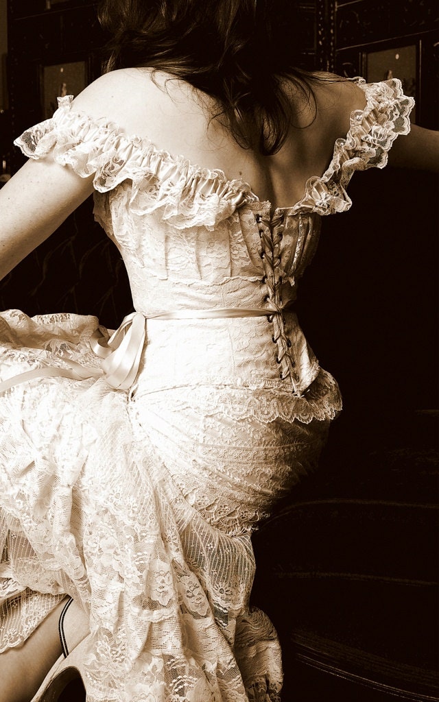 Romantic Lace Wedding Dress, Gown, Corset and Skirt, Rustic Country Weddings