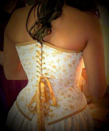 Victorian Wedding Gown - Gold and Ivory- Fairytale Wedding Dress- Corset and Skirt