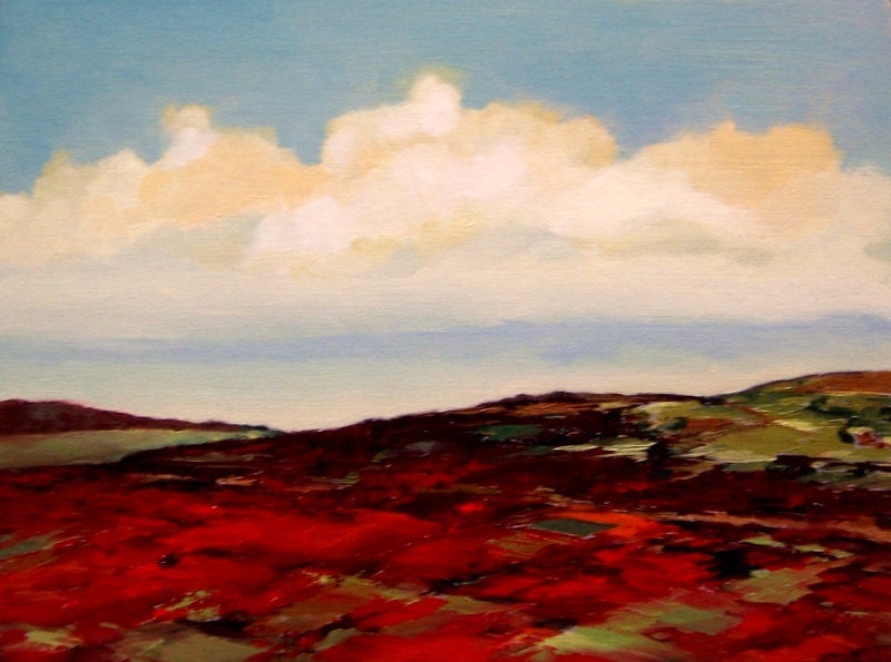 BORDEAUX, painting oil landscape 100% charity donation original painting, 12x9 on canvas panel, clouds, fields, canvas, oil