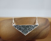 Grey Druzy Kite Necklace- Gold Filled by Yania Creations