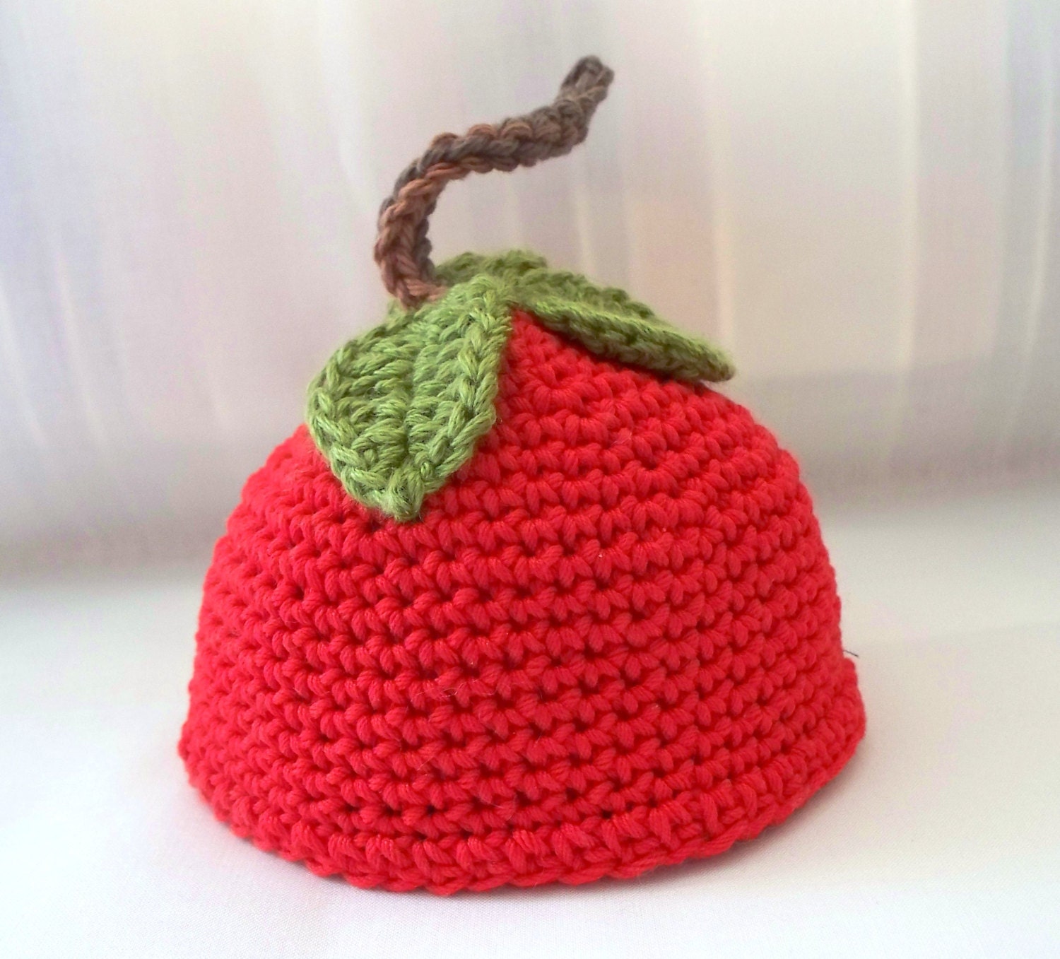 Crochet Doll Hat - Delicious Red Apple - Fits American Girl Doll