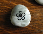 Miniature Garden Engraved Rock with Flower, Pretty, Permanent Art, Fairy, Terrarium - 02