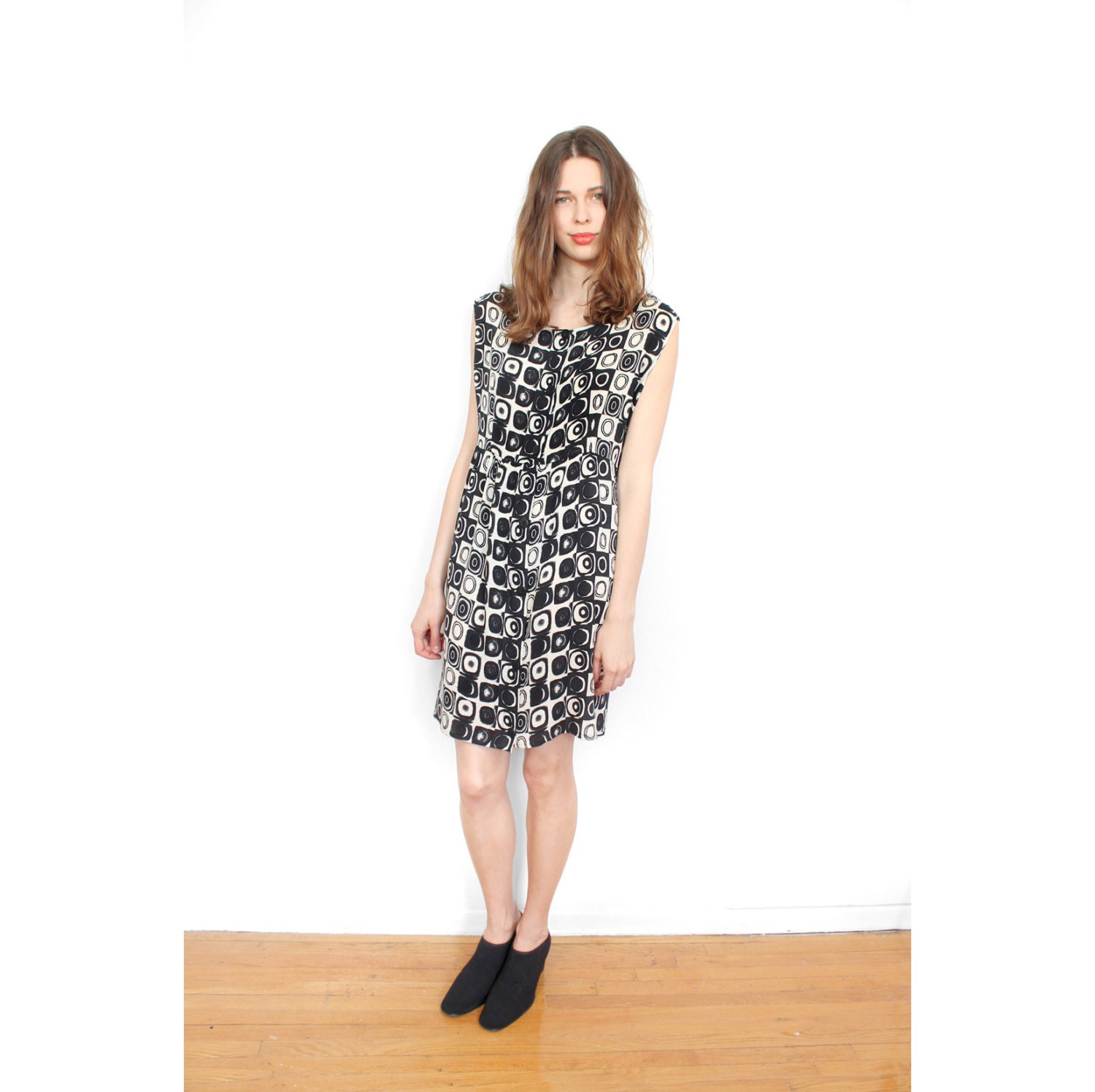 Black and White grunge boho dress vintage Medium Large
