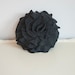 Small Ruffle Rose Pillow in Charcoal Gray. Eco friendly recycled materials.